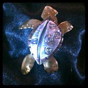 Signed turtle brooch